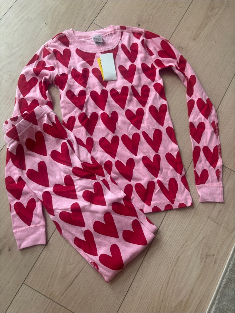 Organic Kids Pink Heart Print Pajama Set - Red Hearts